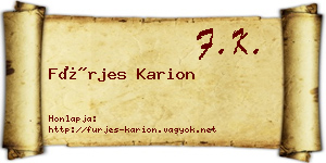 Fürjes Karion névjegykártya